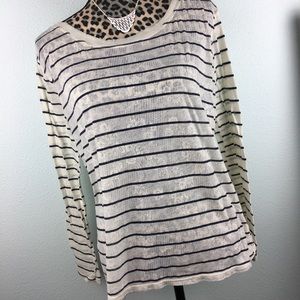 We the Free Stripe Lace Long Sleeve Tee